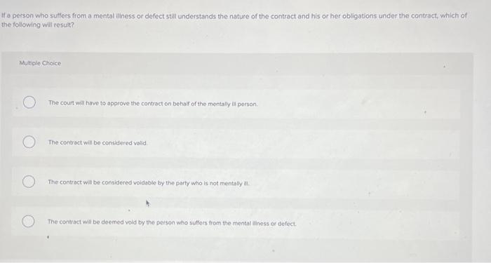 Solved a person who sulfers from a mental wilness or defect | Chegg.com