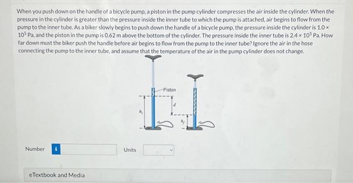 Solved When you push down on the handle of a bicycle pump, a | Chegg.com