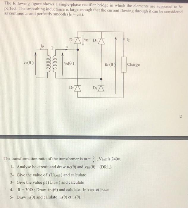 Solved The following figure shows a single-phase rectifier | Chegg.com
