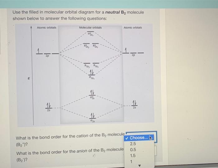 Solved Use the filled in molecular orbital diagram for a | Chegg.com