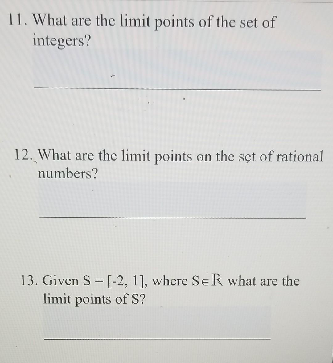 define limit point of a given set s of real numbers