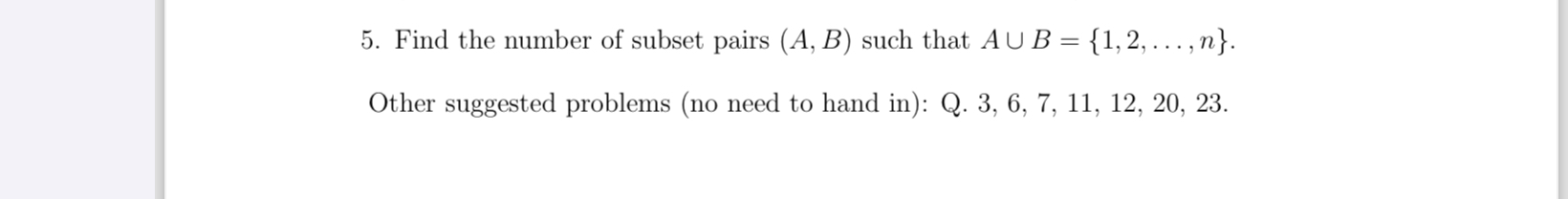 Solved Find the number of subset pairs (A,B) ﻿such that | Chegg.com