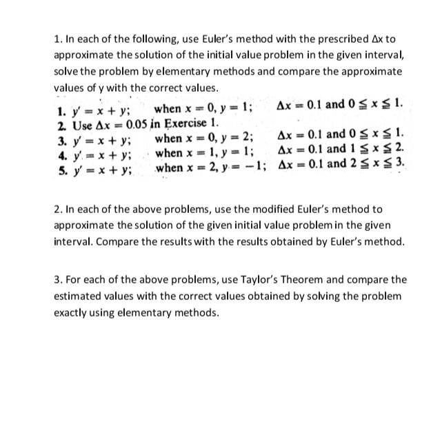 Solved 2. In each of the above problems, use the modified | Chegg.com