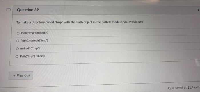 Solved Question 39 1 To make a directory called 