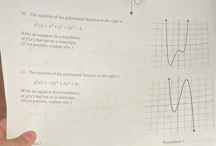 Solved 20. The equation of the polynomial function to the | Chegg.com