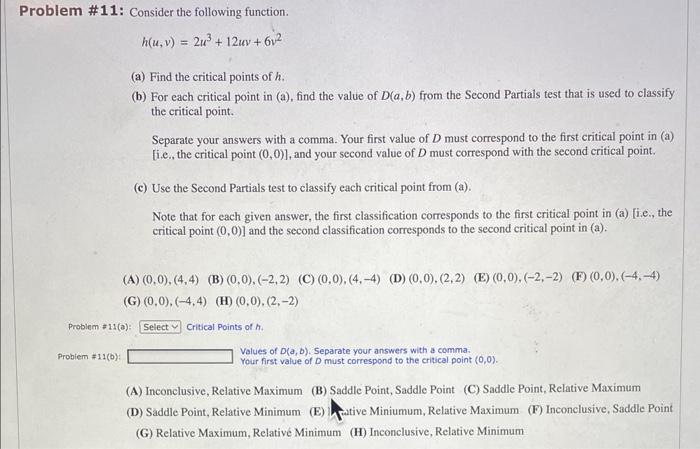 Solved Problem \#11: Consider the following function. | Chegg.com