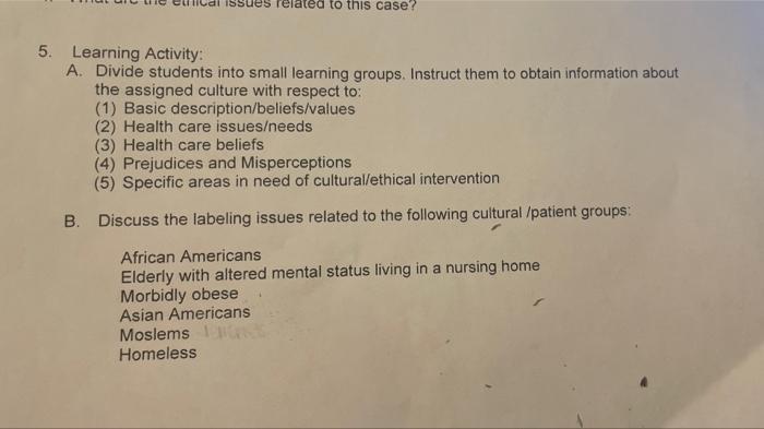 Solved I Need Part A And B Answered As To Each Group In Part | Chegg.com