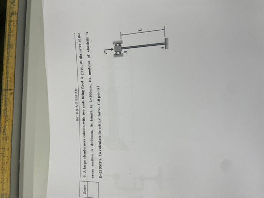 Solved 新江期持大学考煤烧在Score6．A large slenderness column with two | Chegg.com