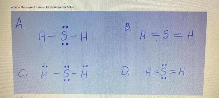 Solved What is the correct Lewis Dot structure for SH ? A | Chegg.com