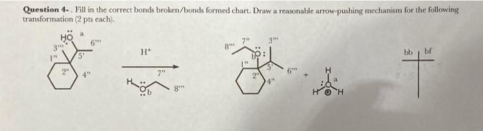 Solved Question 4. Fill In The Correct Bonds Broken/bords | Chegg.com