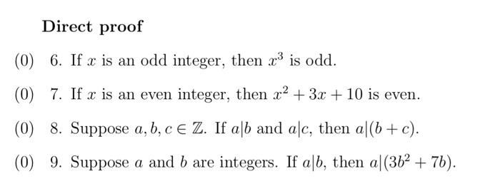 Direct Proof Questions Solved Direct proof (0) 6. If x is an odd integer, then x3 | Chegg.com