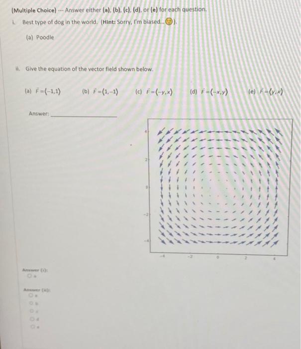 (Multiple Choice) - Answer Either (a), (b), (c), (d), | Chegg.com