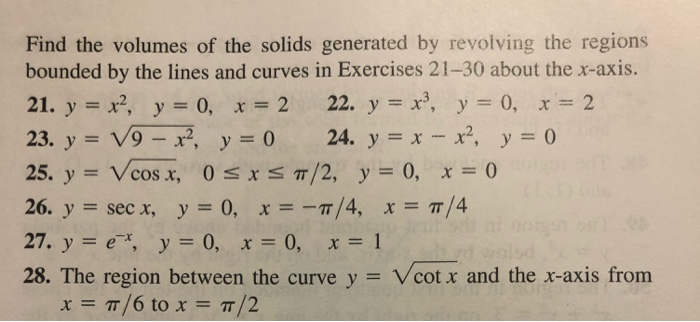 Solved Find the volumes of the solids generated by revolving | Chegg.com