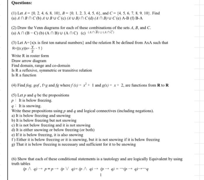 Solved (1) Let A={0,2,4,6,8,10},B={0,1,2,3,4,5,6}, And | Chegg.com