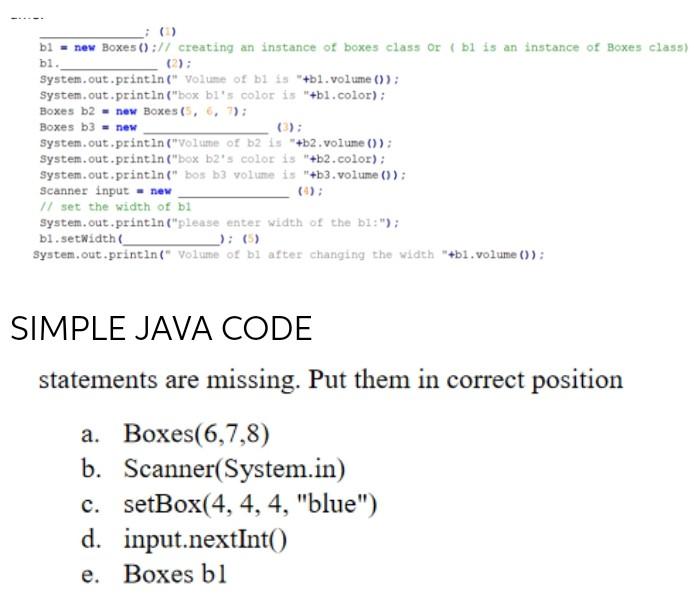 Solved bi. b1 = new Boxes () :// creating an instance of | Chegg.com