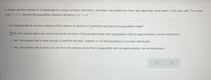 Solved A Simple Random Sample Of 8 Employees At A Large Chegg