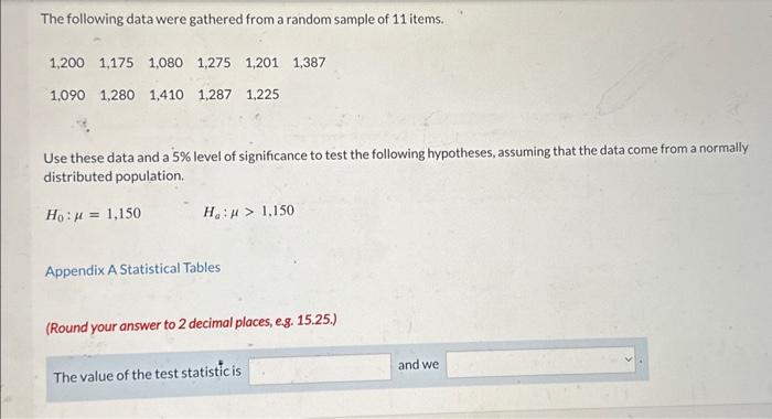 Solved The following data were gathered from a random sample | Chegg.com