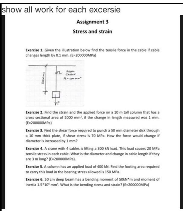Solved show all work for each excersie Assignment 3 Stress | Chegg.com