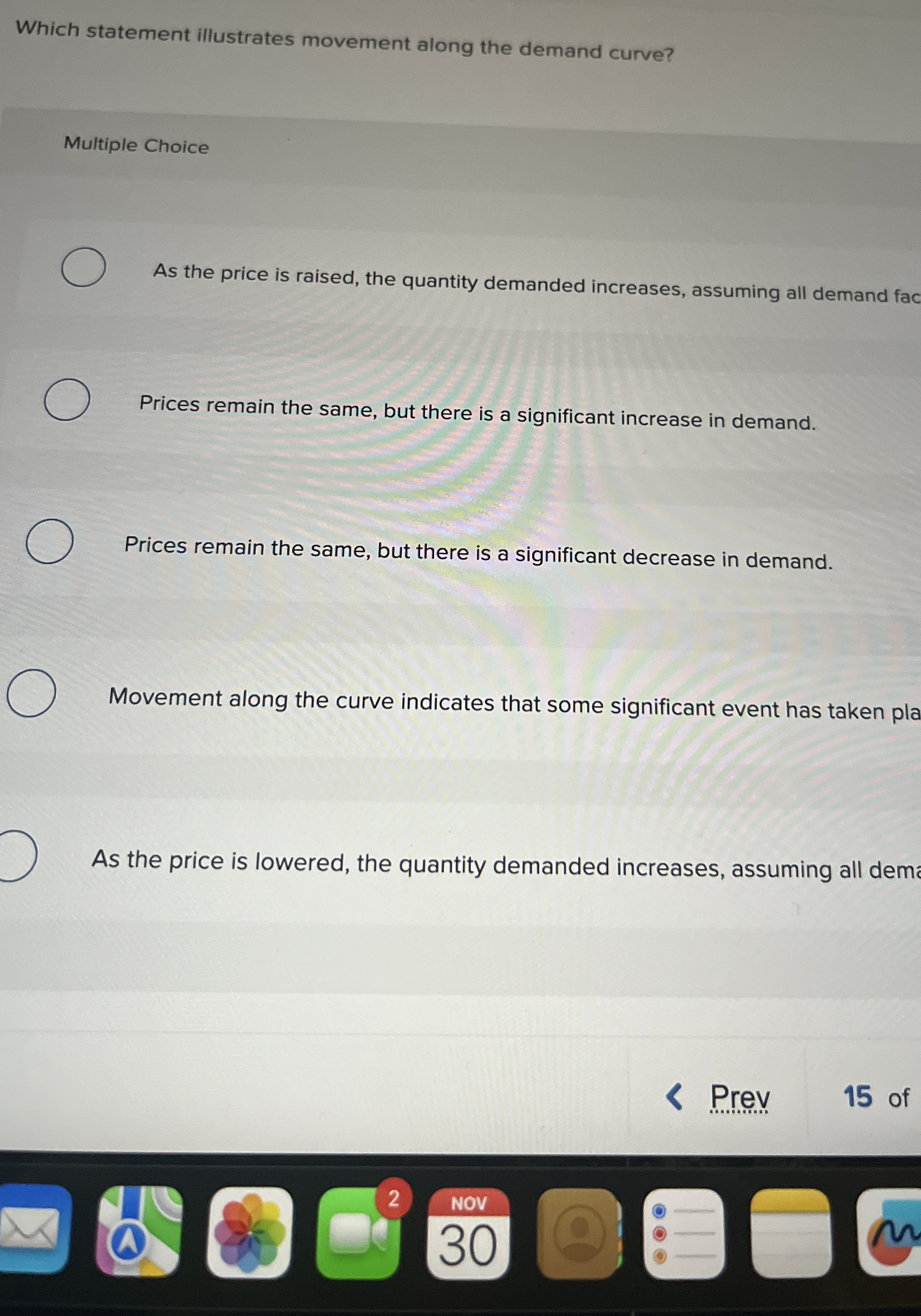 Solved Which statement illustrates movement along the demand | Chegg.com