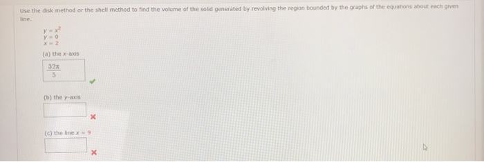 Solved Use the disk method or the shell method to find the | Chegg.com