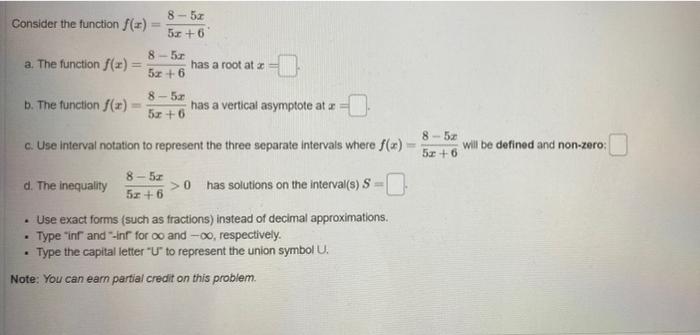 Solved 8 53 Consider The Function F X 5x 6 8 5 A The