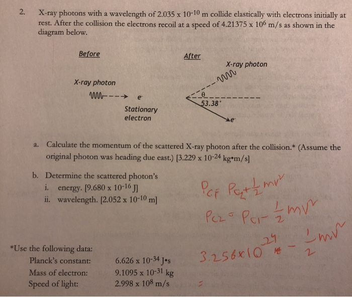 Solved 2. Xray photons with a wavelength of 2.035 x 1010 m