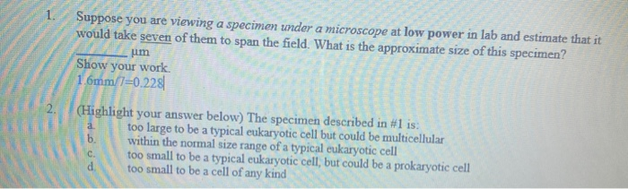 Solved 9. Imagine you are viewing a specimen directly under | Chegg.com