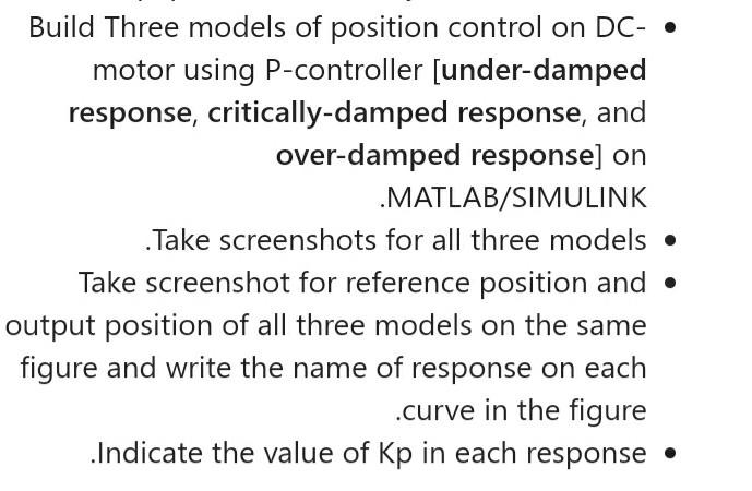 Solved Build Three models of position control on DC- • motor | Chegg.com