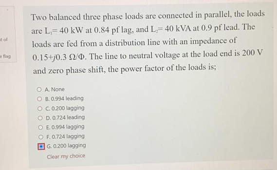 Solved at of Two balanced three phase loads are connected in | Chegg.com