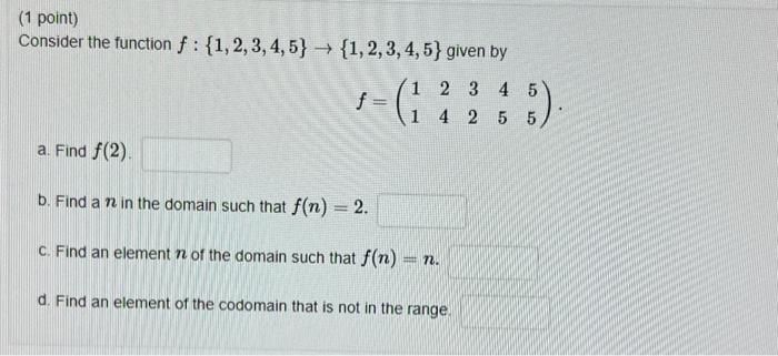 Solved (1 point) Consider the function | Chegg.com