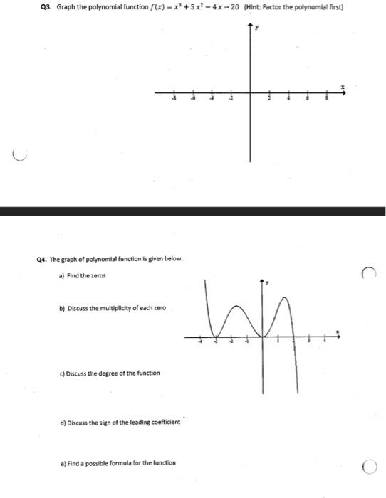 Solved Q3 Graph The Polynomial Function F X X3 5x2−4x−20