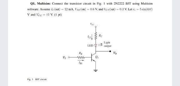 Q1. Multisim: Connect the transistor circuit in Fig. | Chegg.com