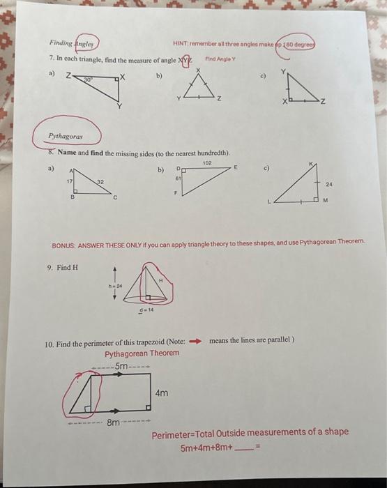 Solved Labelling Triangles a) State; right Triangle OR not a | Chegg.com