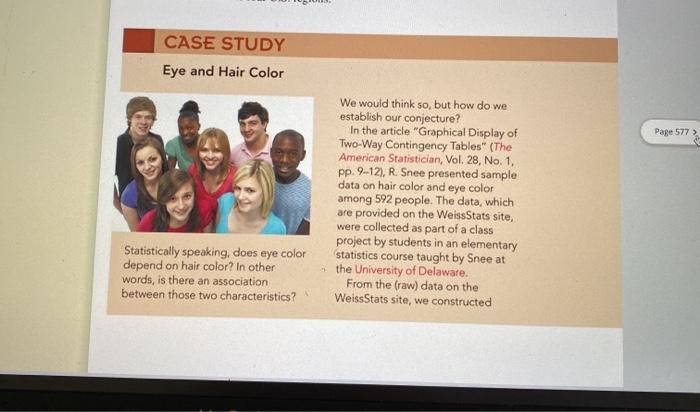 Solved CASE STUDY DISCUSSION EYE AND HAIR COLOR At the 