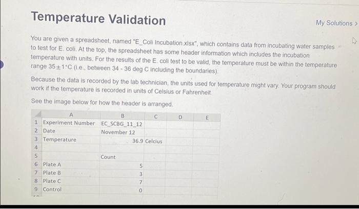Temperature Validation My Solutions > You are given a | Chegg.com