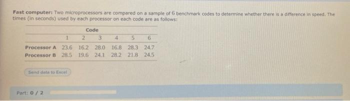 Solved Fast computers Two microprocessors are compared on a | Chegg.com
