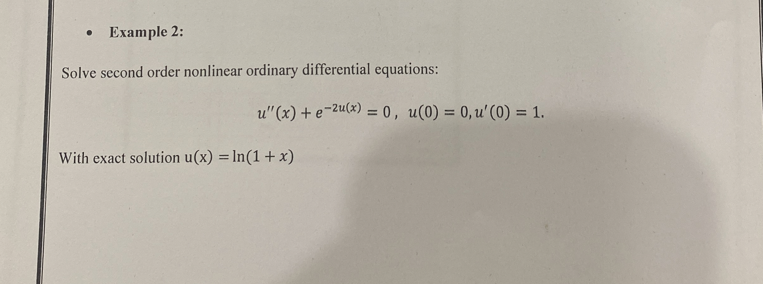 Solved Example 2:Solve second order nonlinear ordinary | Chegg.com
