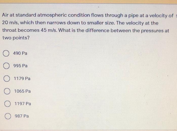 Solved Air at standard atmospheric condition flows through a | Chegg.com