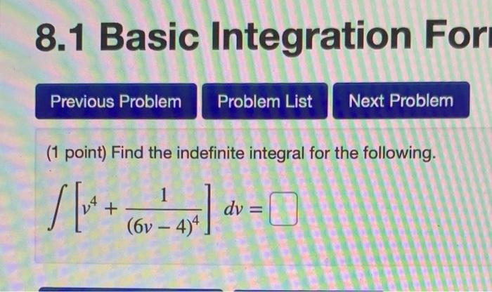 Solved 8.1 Basic Integration For Previous Problem Problem | Chegg.com