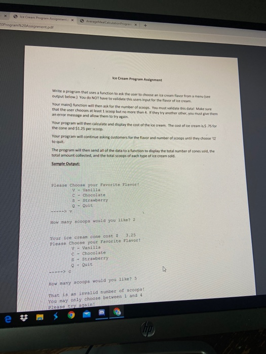 Solved Program 20Assignment.pdf + Ice Cream Program | Chegg.com