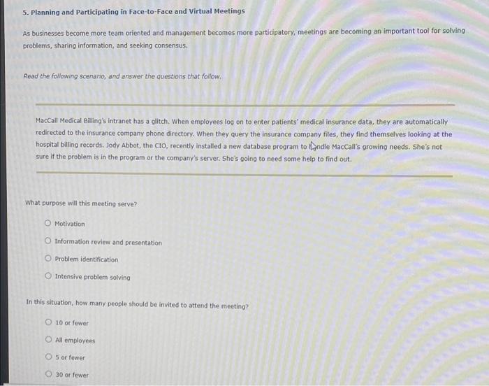 Solved 5. Planning and Participating in Face-to-face and | Chegg.com