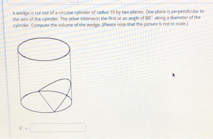 Solved A wedge is cut out of a circular cylinder of radius | Chegg.com