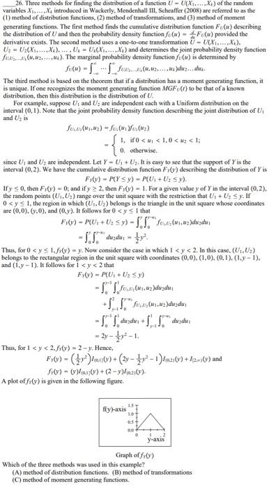 Solved 26. Three methods for finding the distribution of a | Chegg.com