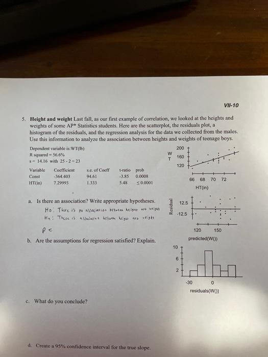 Solved VII-10 5. Height and weight Last full, as our first | Chegg.com
