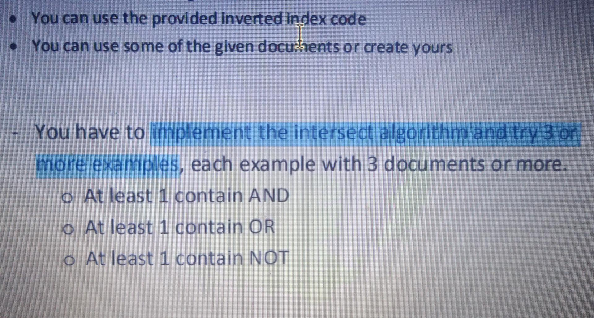 Solved Need with this please implement the intersect | Chegg.com