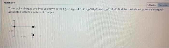 Solved Question 5 1.25 points Two point charges are placed | Chegg.com