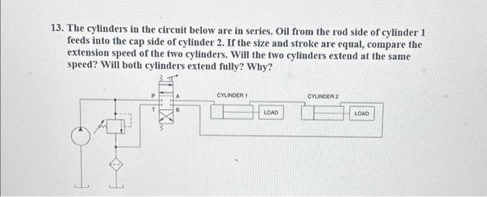 Solved 13. The cylinders in the circuit below are in series. | Chegg.com
