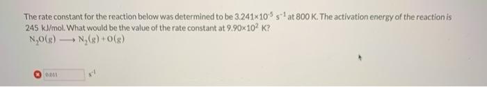 Solved The rate constant for the reaction below was | Chegg.com