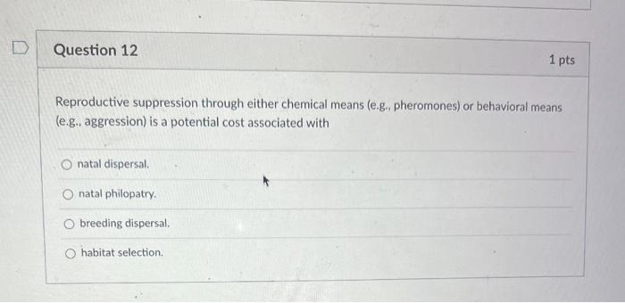Reproductive suppression through either chemical means (e.g.. pheromones) or behavioral means (e.g., aggression) is a potenti