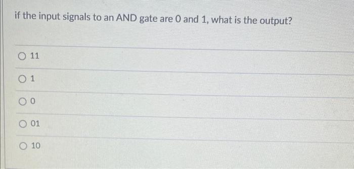Solved if the input signals to an AND gate are 0 and 1 , | Chegg.com